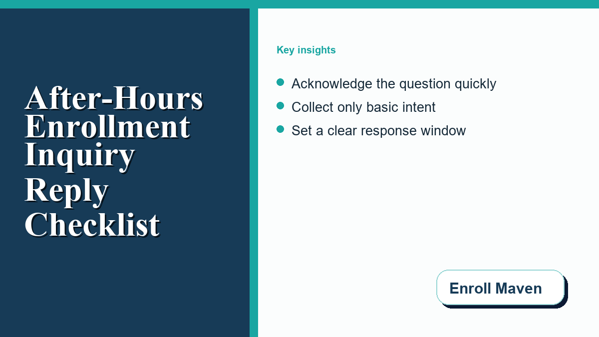 After-hours enrollment inquiry reply checklist